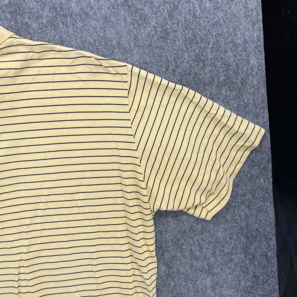 Polo Ralph Lauren Shirt Mens 2XL Yellow Striped Pocket Polo Shirt 100% Cotton